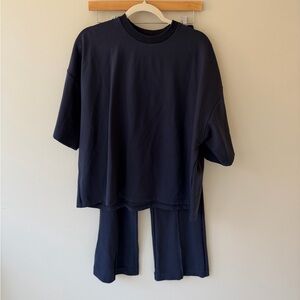 STAUD Navy Blue capsule top and bottom